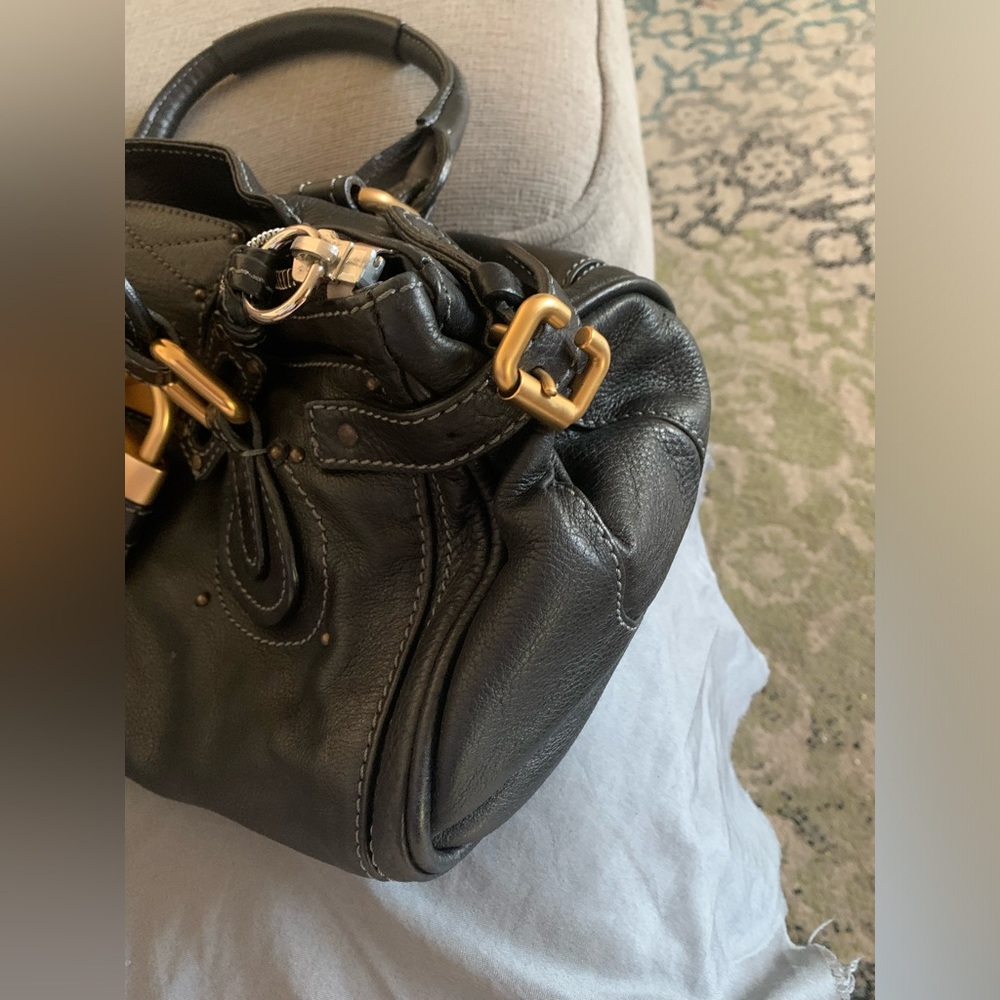 Chloe Paddington Hand Bag Leather Black Gold Authentic - pre owned - Picture 13 of 17